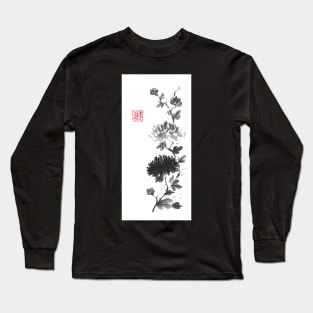 Flower scroll of light and shadow sumi-e painting Long Sleeve T-Shirt